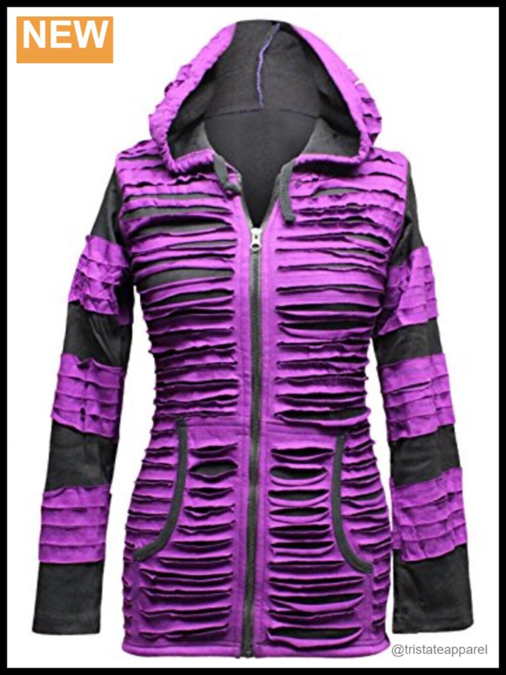 Slash Cut Zip Up Hoodie Lightweight Casual Cardigan Gothic Style